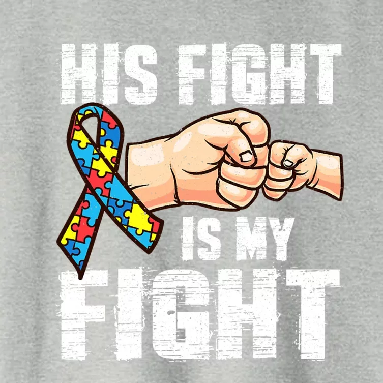 Autism Awareness Gift Autism Mom Dad His Fight Is My Fight Gift Women's Crop Top Tee