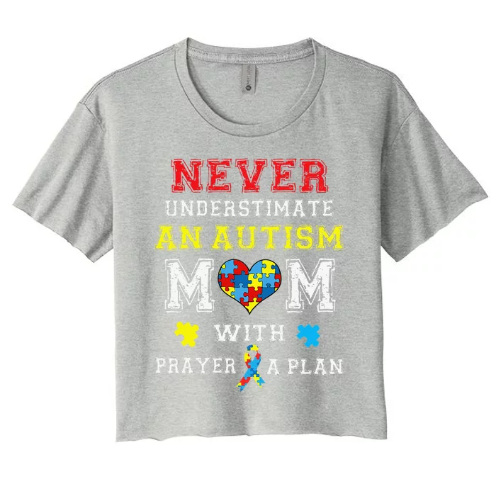 Autism Awareness Gift For Autism MOM Support Women's Crop Top Tee