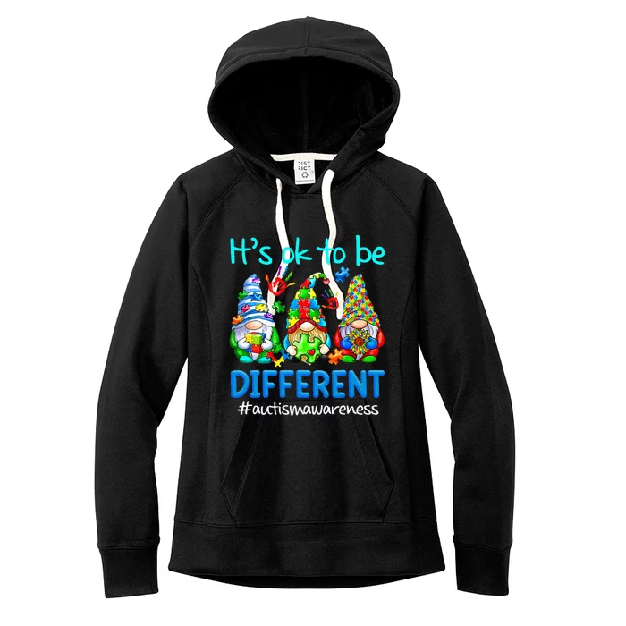 Autism Awareness Gnomes Its Ok To Be Different Women's Fleece Hoodie