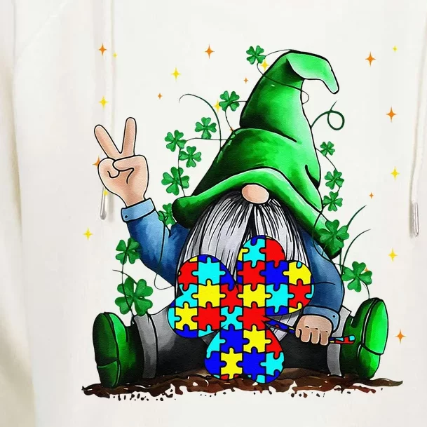 Autism Awareness Gnomes Shamrock St Patricks Day Gifts Womens Funnel Neck Pullover Hood