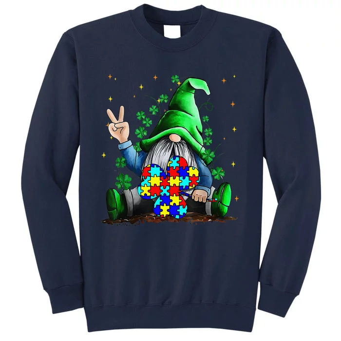 Autism Awareness Gnomes Shamrock St Patricks Day Gifts Tall Sweatshirt