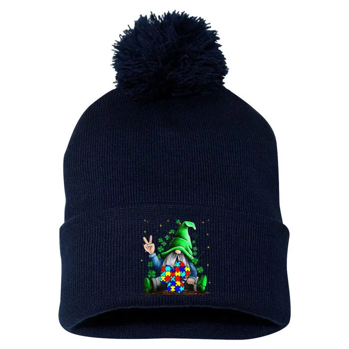 Autism Awareness Gnomes Shamrock St Patricks Day Gifts Pom Pom 12in Knit Beanie