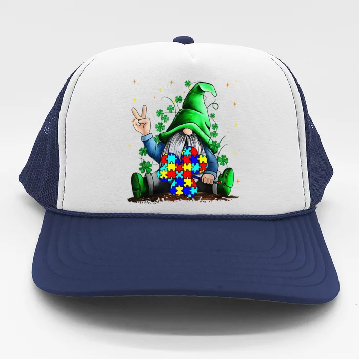 Autism Awareness Gnomes Shamrock St Patricks Day Gifts Trucker Hat