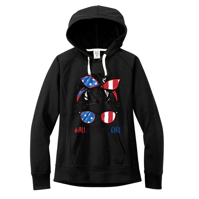 All American Girls 4th Of July Bleached Shirts Daughter USA Women's Fleece Hoodie