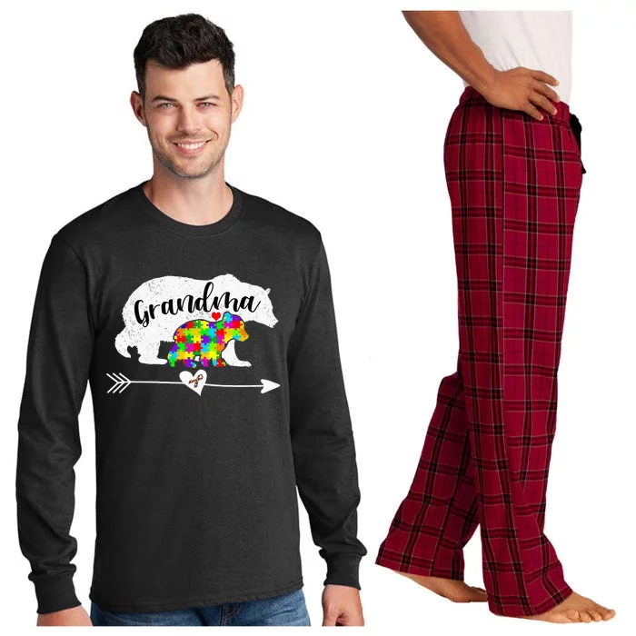 Autism Awareness Grandma Bear Support Autistic Adults Long Sleeve Pajama Set