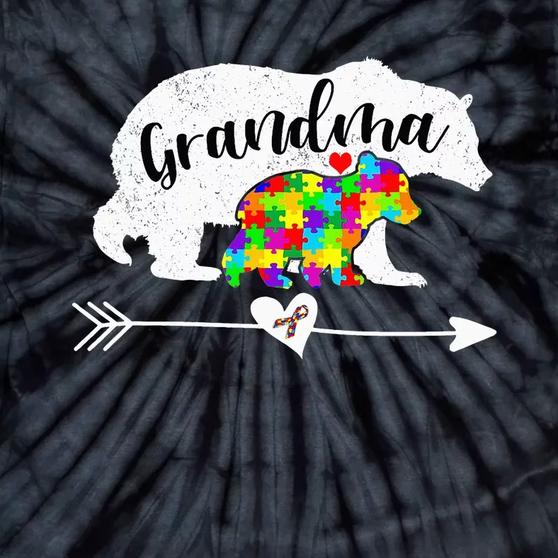 Autism Awareness Grandma Bear Support Autistic Adults Tie-Dye T-Shirt