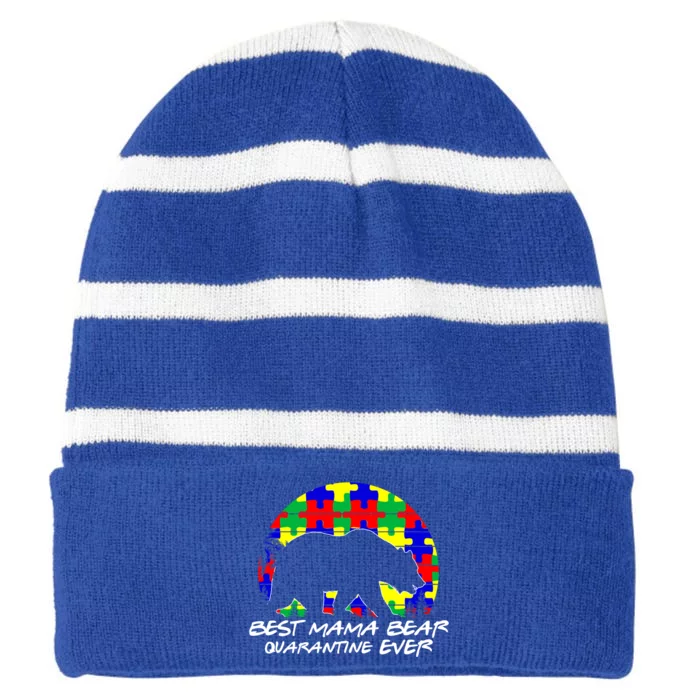 Autism Awareness Gift For Best Mama Bear Mom In Quarantine Gift Striped Beanie with Solid Band