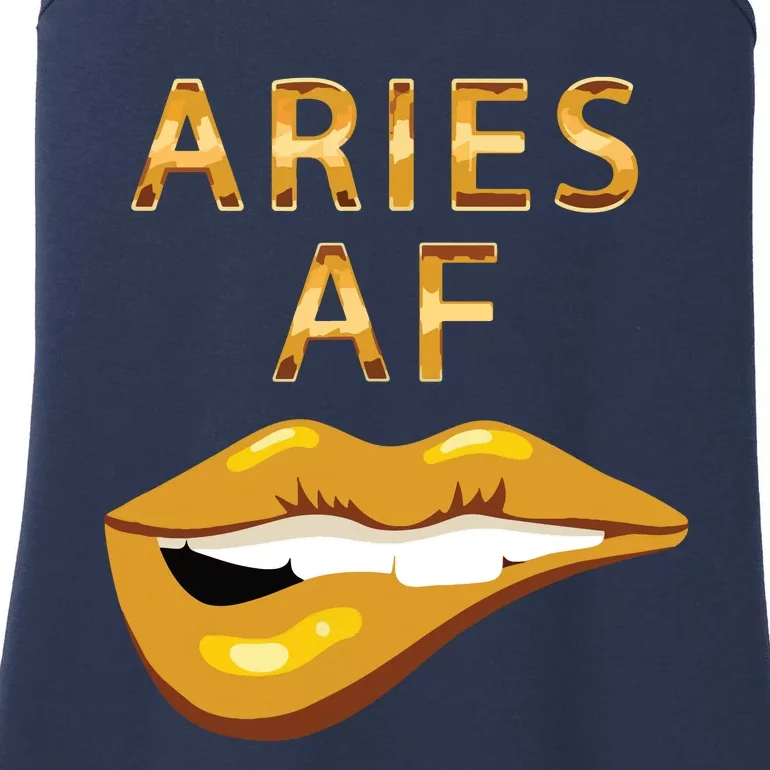 Aries Af Gold Sexy Lip Birthday Ladies Essential Tank