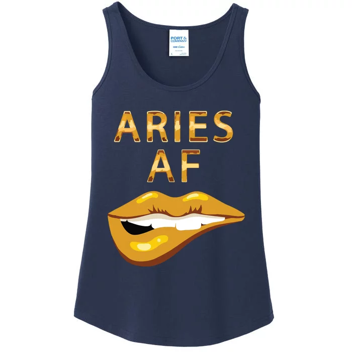 Aries Af Gold Sexy Lip Birthday Ladies Essential Tank