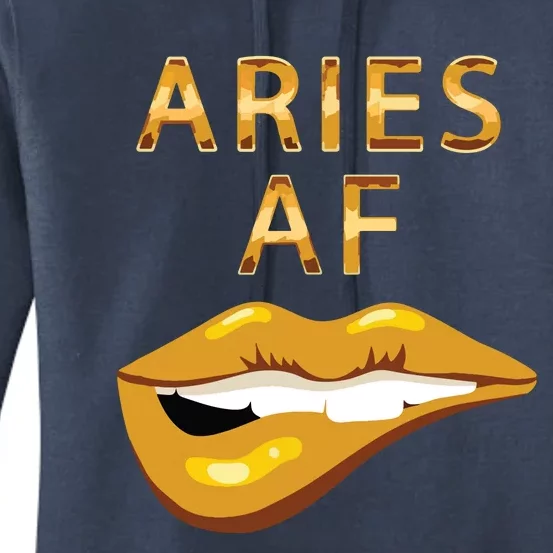 Aries Af Gold Sexy Lip Birthday Women's Pullover Hoodie