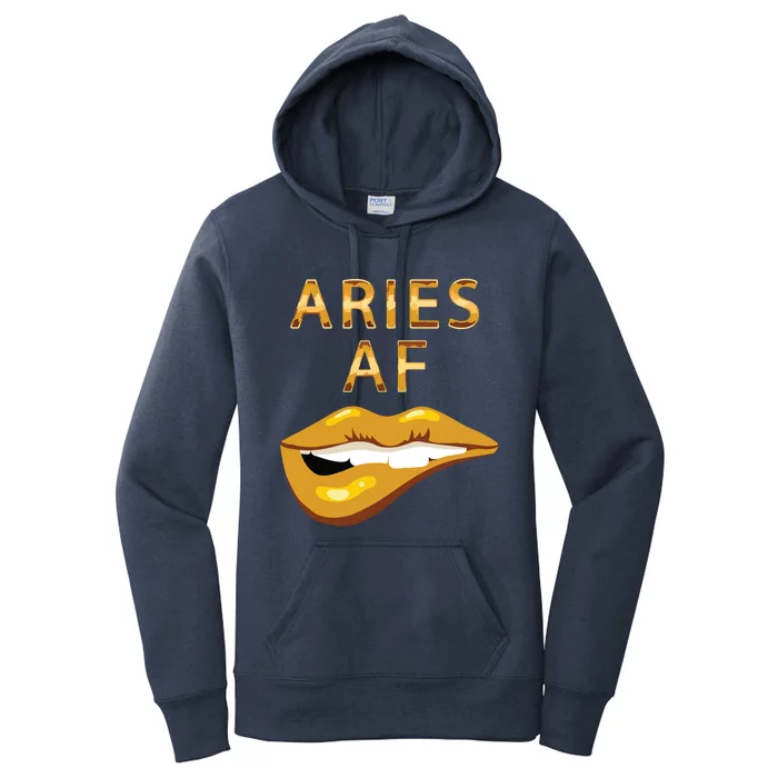 Aries Af Gold Sexy Lip Birthday Women's Pullover Hoodie