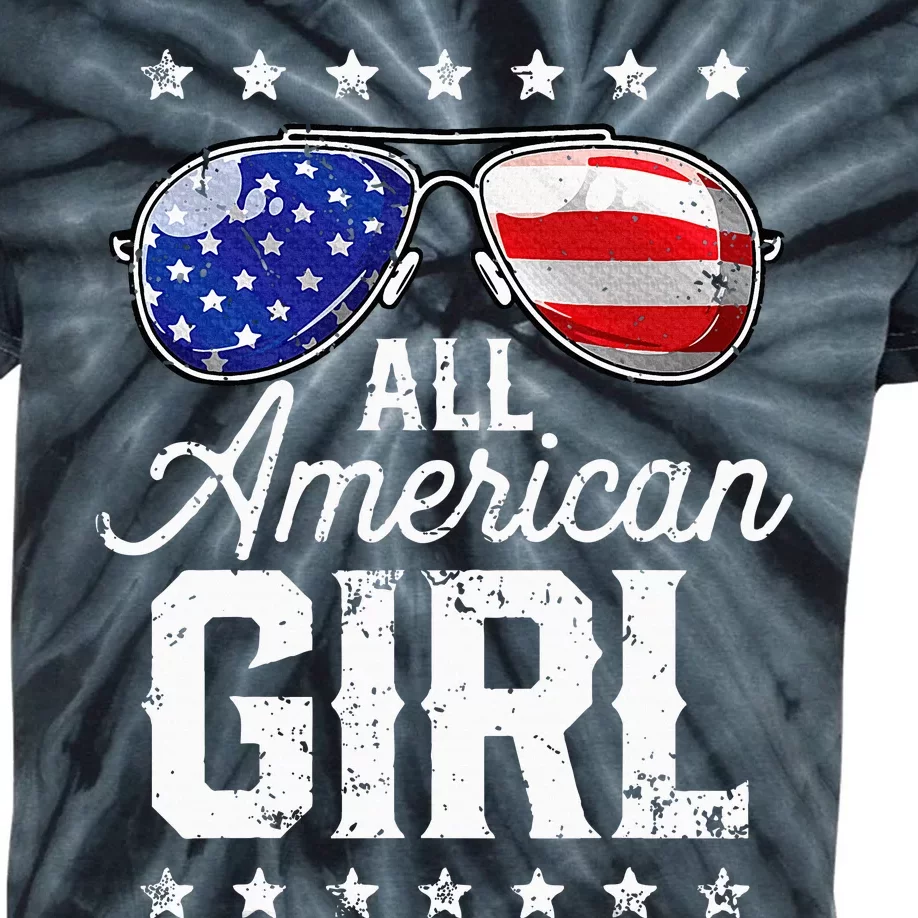 All American Girl 4th Of July Family Matching Sunglasses Kids Tie-Dye T-Shirt