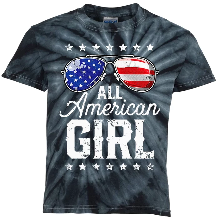 All American Girl 4th Of July Family Matching Sunglasses Kids Tie-Dye T-Shirt