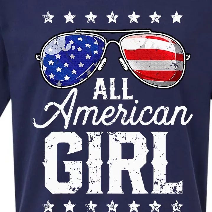 All American Girl 4th Of July Family Matching Sunglasses Sueded Cloud Jersey T-Shirt