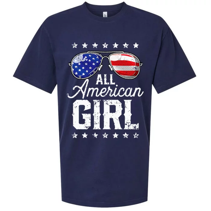 All American Girl 4th Of July Family Matching Sunglasses Sueded Cloud Jersey T-Shirt