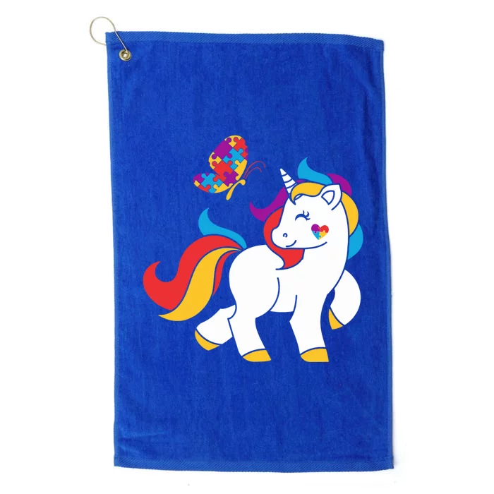 Autism Awareness Gift Unicorn Butterfly Autism Puzzle Platinum Collection Golf Towel