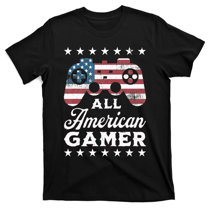 All American Gamer 4Th Of July Game Controller T-Shirt