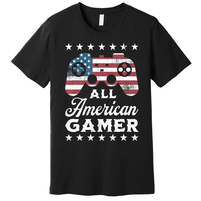 All American Gamer 4Th Of July Game Controller Premium T-Shirt