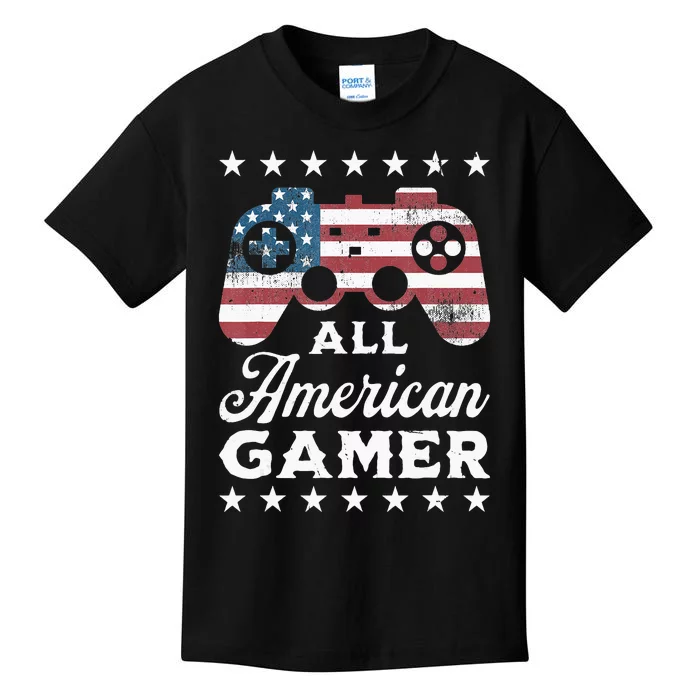 All American Gamer 4Th Of July Game Controller Kids T-Shirt