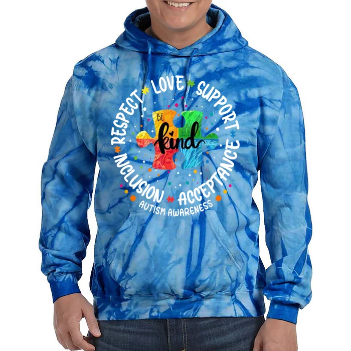 Autism Awareness Great Gift Respect Love Support Autism Cute Gift Tie Dye Hoodie