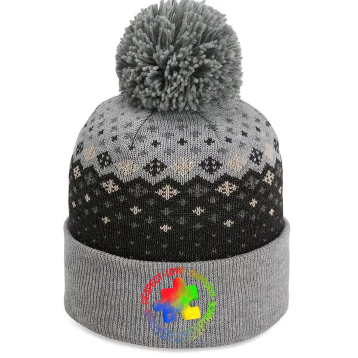 Autism Awareness Great Gift Respect Love Support Autism Gift The Baniff Cuffed Pom Beanie