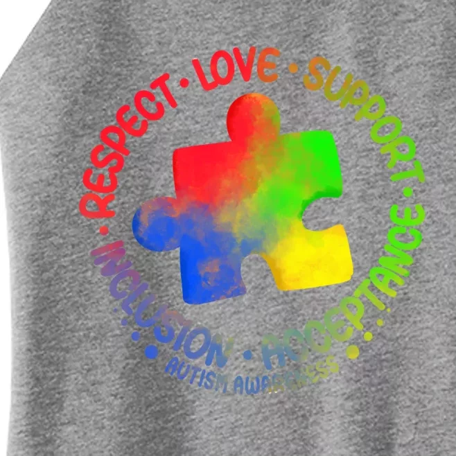 Autism Awareness Great Gift Respect Love Support Autism Gift Women’s Perfect Tri Rocker Tank