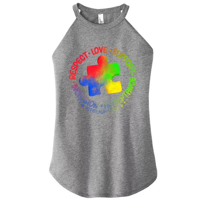 Autism Awareness Great Gift Respect Love Support Autism Gift Women’s Perfect Tri Rocker Tank