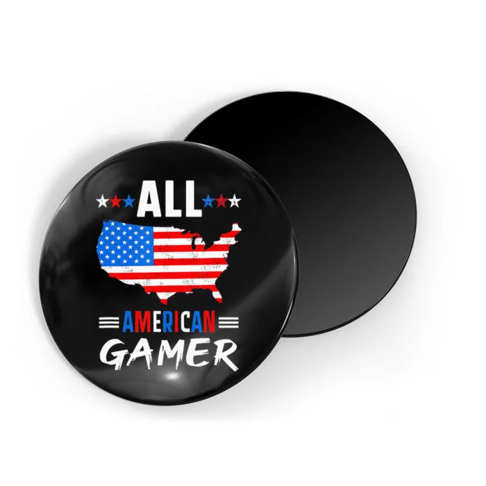 All American Gamer Fourth Of July Usa Map Us Flag Patriotic Magnet