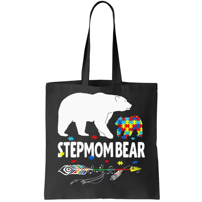 Autism Awareness Gift Stepmom Bear Support Autistic Autism Tote Bag