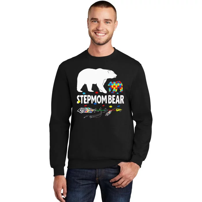 Autism Awareness Gift Stepmom Bear Support Autistic Autism Tall Sweatshirt