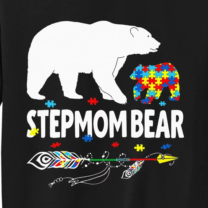 Autism Awareness Gift Stepmom Bear Support Autistic Autism Tall Sweatshirt