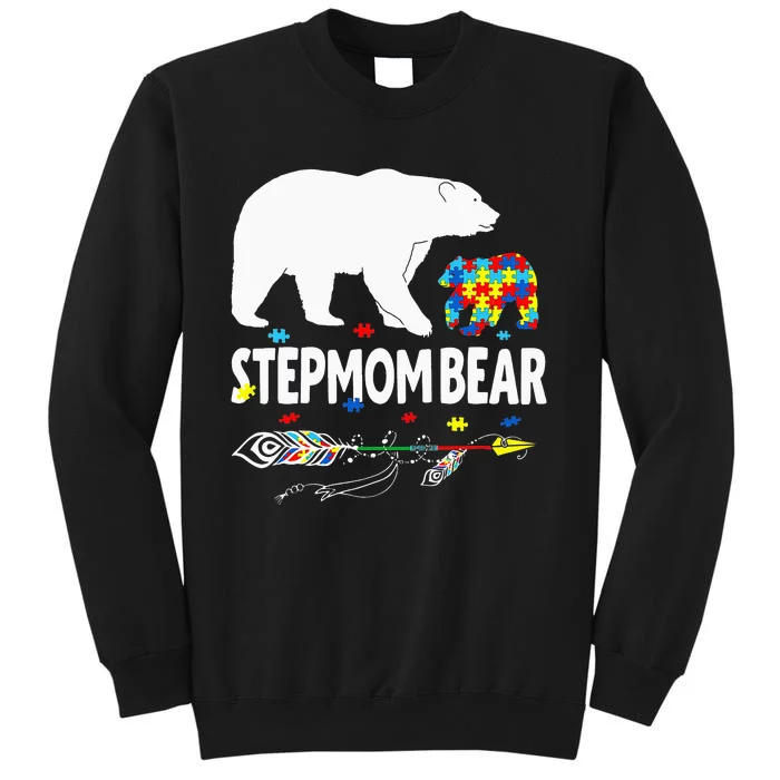 Autism Awareness Gift Stepmom Bear Support Autistic Autism Tall Sweatshirt