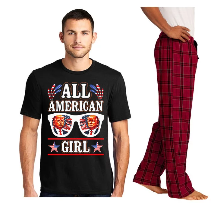 All American Girl Retro Love Heart Trump Usa American Flag Pajama Set