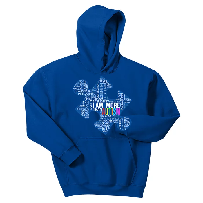 Autism Awareness Gift I Am More Than Autism Puzzle Gift Kids Hoodie