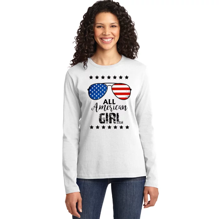 All American Girl 4th Of July Family Matching Ladies Long Sleeve Shirt