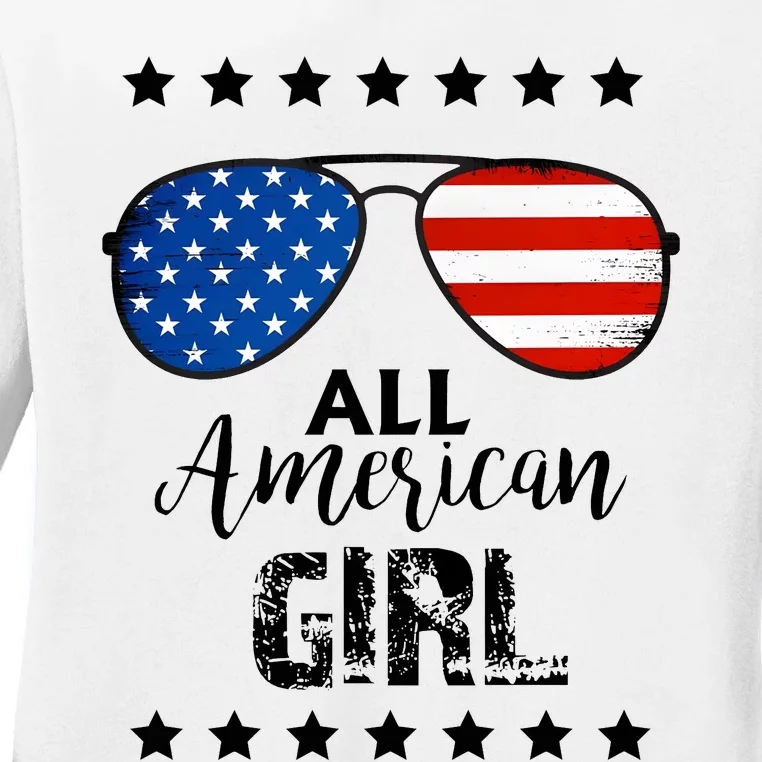 All American Girl 4th Of July Family Matching Ladies Long Sleeve Shirt