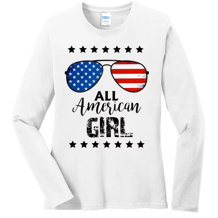 All American Girl 4th Of July Family Matching Ladies Long Sleeve Shirt