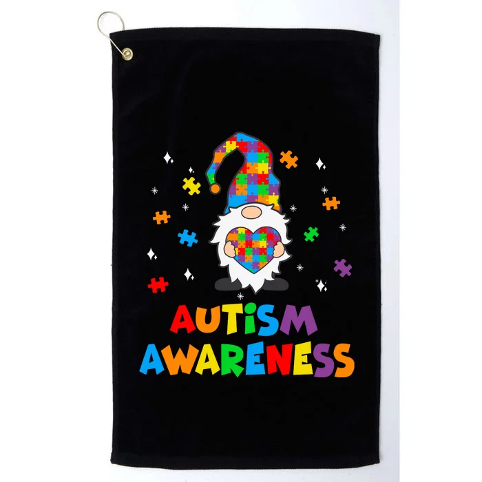 Autism Awareness Gnomes Heart Puzzle Platinum Collection Golf Towel