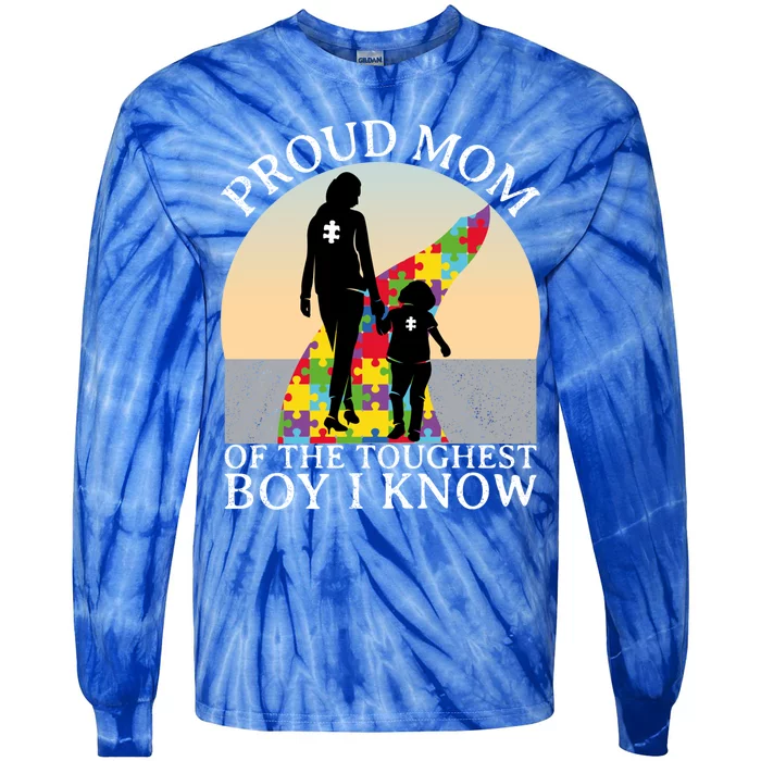 Autism Awareness Great Gift Proud Mom Of The Toughest I Know Great Gift Tie-Dye Long Sleeve Shirt