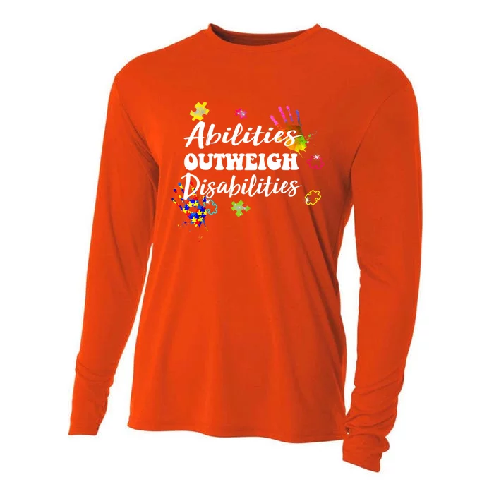 Autism Awareness Gift Abilities Outweigh Disabilities Funny Gift Cooling Performance Long Sleeve Crew