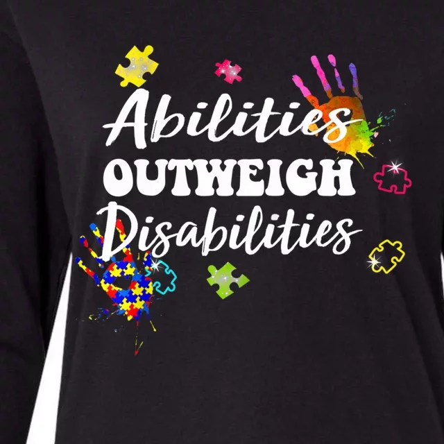 Autism Awareness Gift Abilities Outweigh Disabilities Funny Gift Womens Cotton Relaxed Long Sleeve T-Shirt