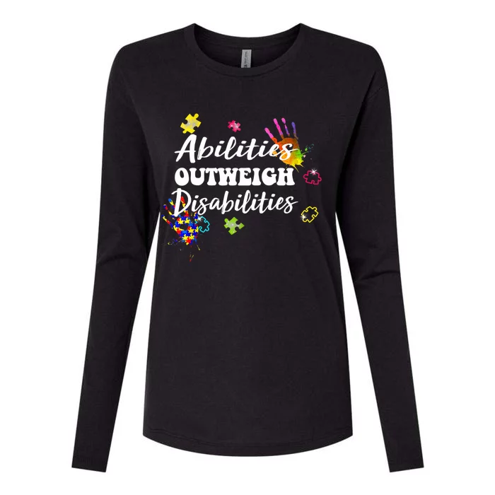 Autism Awareness Gift Abilities Outweigh Disabilities Funny Gift Womens Cotton Relaxed Long Sleeve T-Shirt