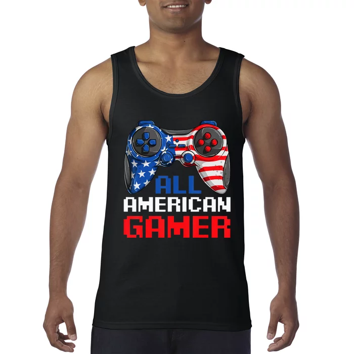 All American Gamer Us Flag Video Games July Fourth Tank Top