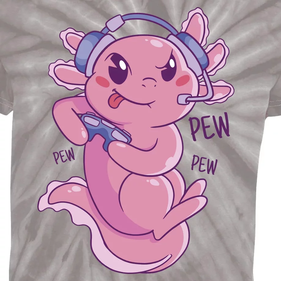 Axolotl Animal Gamer Cute Kids Tie-Dye T-Shirt