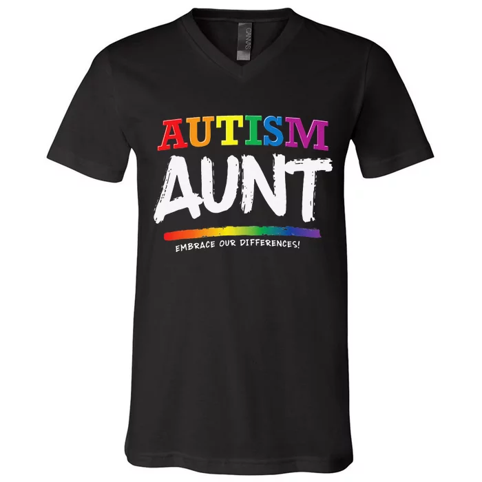 Autism Awareness Gift For Aunt, Autistic Support Idea V-Neck T-Shirt