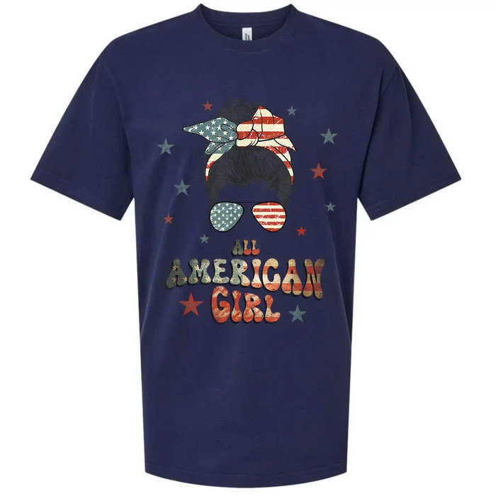 All American Girl 4th Of July Patriotic Sueded Cloud Jersey T-Shirt