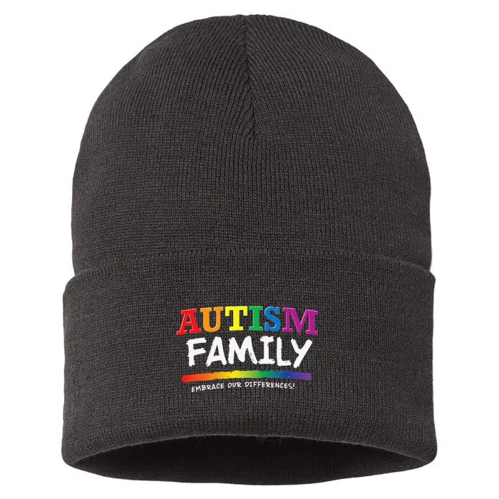 Autism Awareness Gift For Family Rainbow Graphic Sustainable Knit Beanie