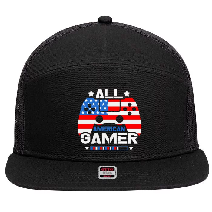 All American Gamer 4th Of July Boy 7 Panel Mesh Trucker Snapback Hat