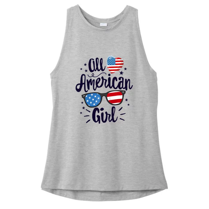 All American Girl USA America Flag Ladies Tri-Blend Wicking Tank