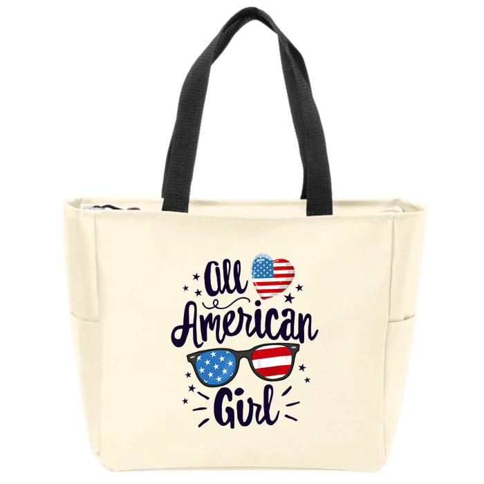 All American Girl USA America Flag Zip Tote Bag